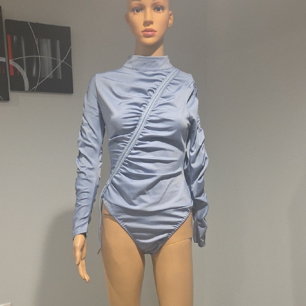 Maniere De Voir Grey Gathered Bodysuit - Picture 12 of 16